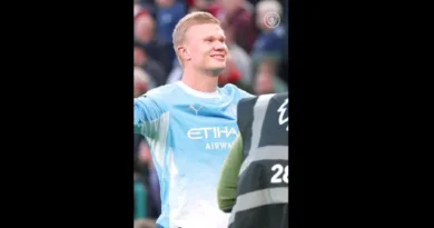 Haaland marca contra o Liverpool e comemora com torcida do City; veja